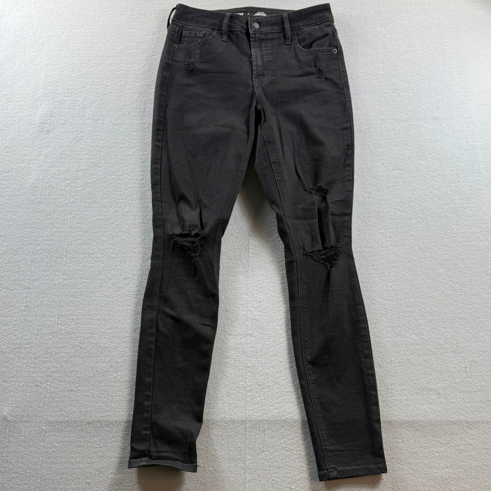 Old Navy Rockstar Super Skinny Womens 2 Black Distressed High Rise Jeans 27x28